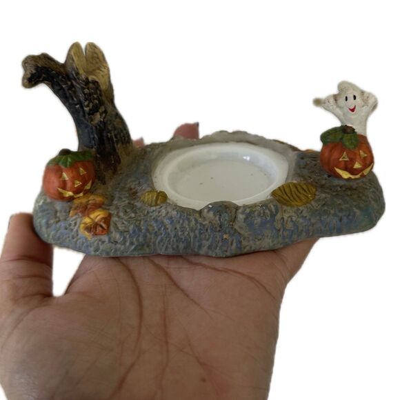 PartyLite Halloween Ghost Tree Jack O Lanterns Pumpkin Tea Light Holder Decor - Picture 1 of 4
